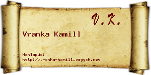 Vranka Kamill névjegykártya
